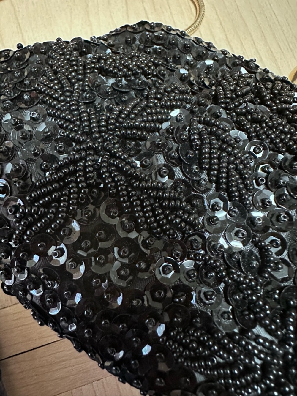 Black Beaded Evening Clutch - Elegant Sequin Handbag